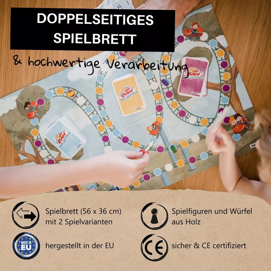 Hanniline - Brettspiel „Achterbahn der Gefühle“ – Familienspiel ab 6 Jahren