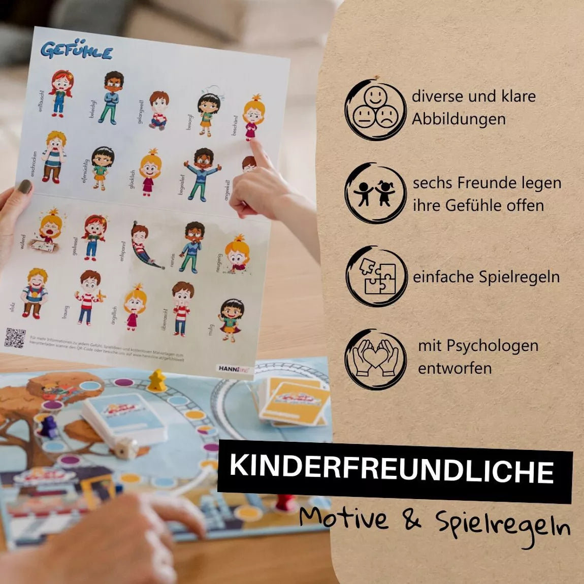 Hanniline - Brettspiel „Achterbahn der Gefühle“ – Familienspiel ab 6 Jahren
