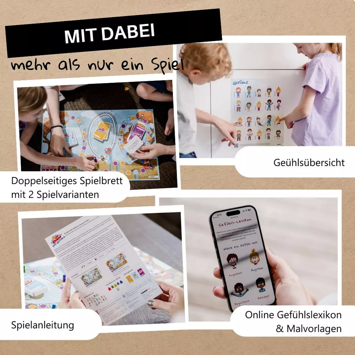 Hanniline - Brettspiel „Achterbahn der Gefühle“ – Familienspiel ab 6 Jahren