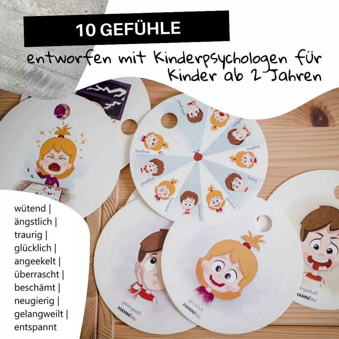 Hanniline - Gefühlskarten für Kinder (2-7 Jahre)