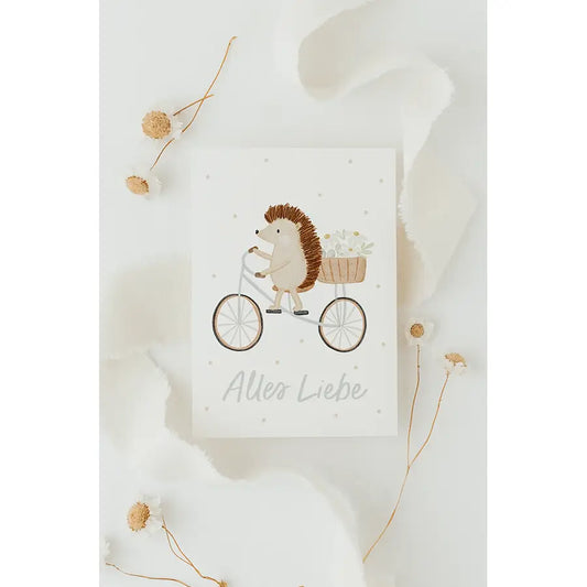 Hej Hanni - Postkarte "Igel Fahrrad"