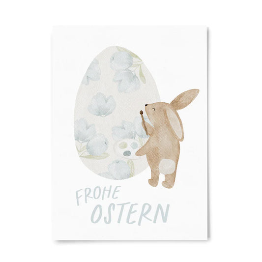 Hej Hanni - Postkarte "Frohe Ostern", Osterhase / Osterei 