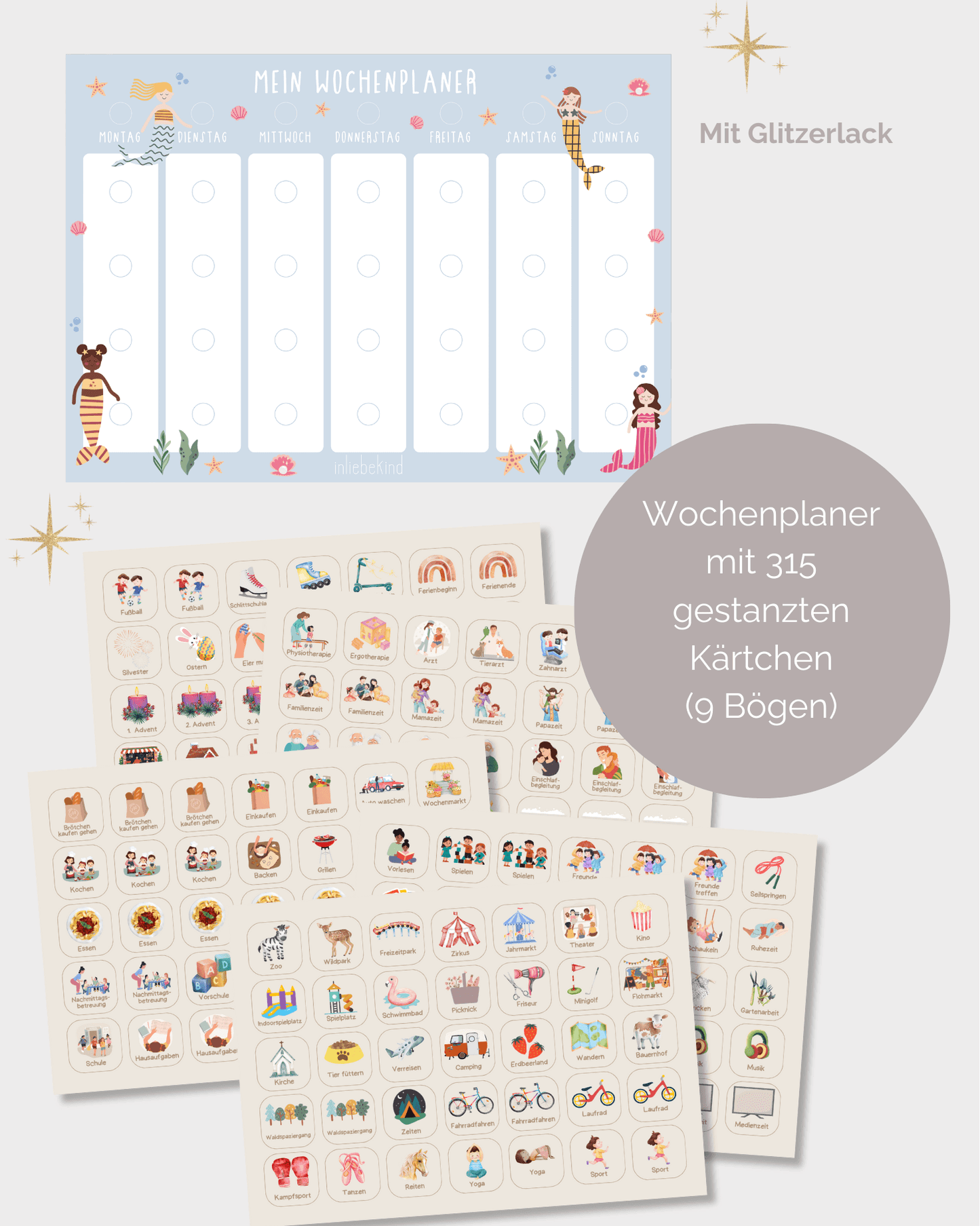 WOCHENPLANER A4 - MEERJUNGFRAU GLITZER