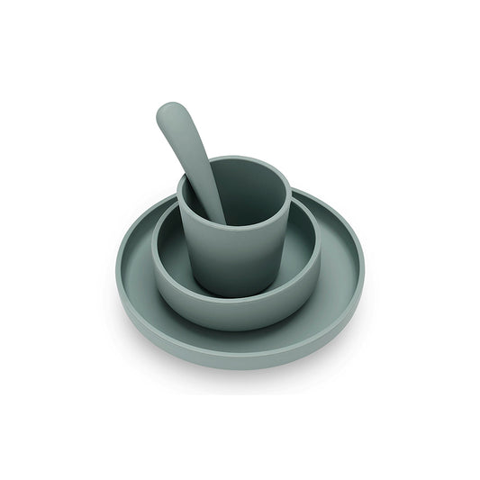 KINDERGESCHIRR SET AUS SILIKON ASH GREEN
