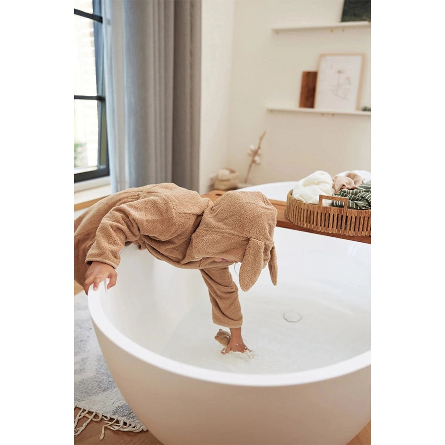 Jollein - Frottee-Bademantel "Hase" aus 100% Baumwolle, Braun