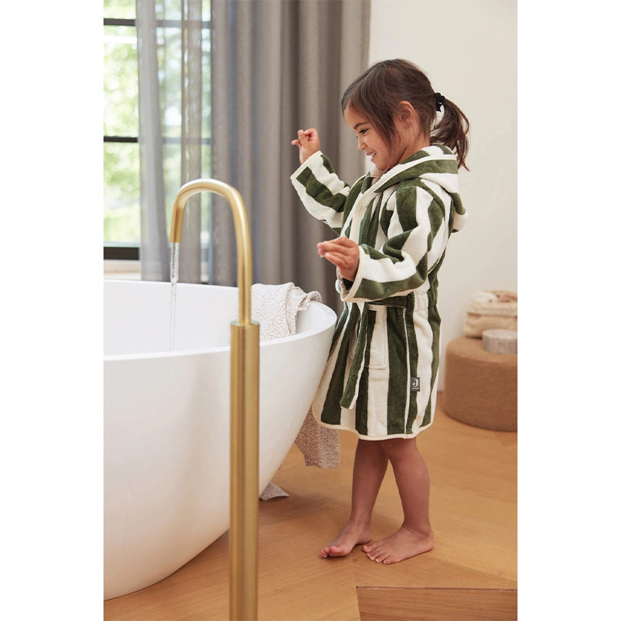Jollein - Kinder Bademantel aus 100% Bio-Baumwolle Frottee, gestreift