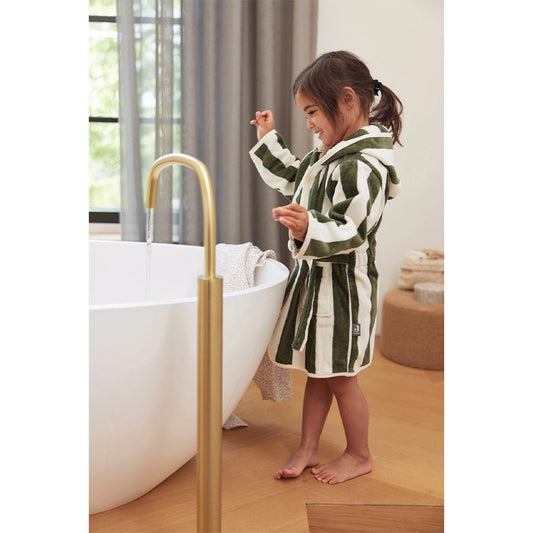 Jollein - Kinder Bademantel aus 100% Bio-Baumwolle Frottee, gestreift