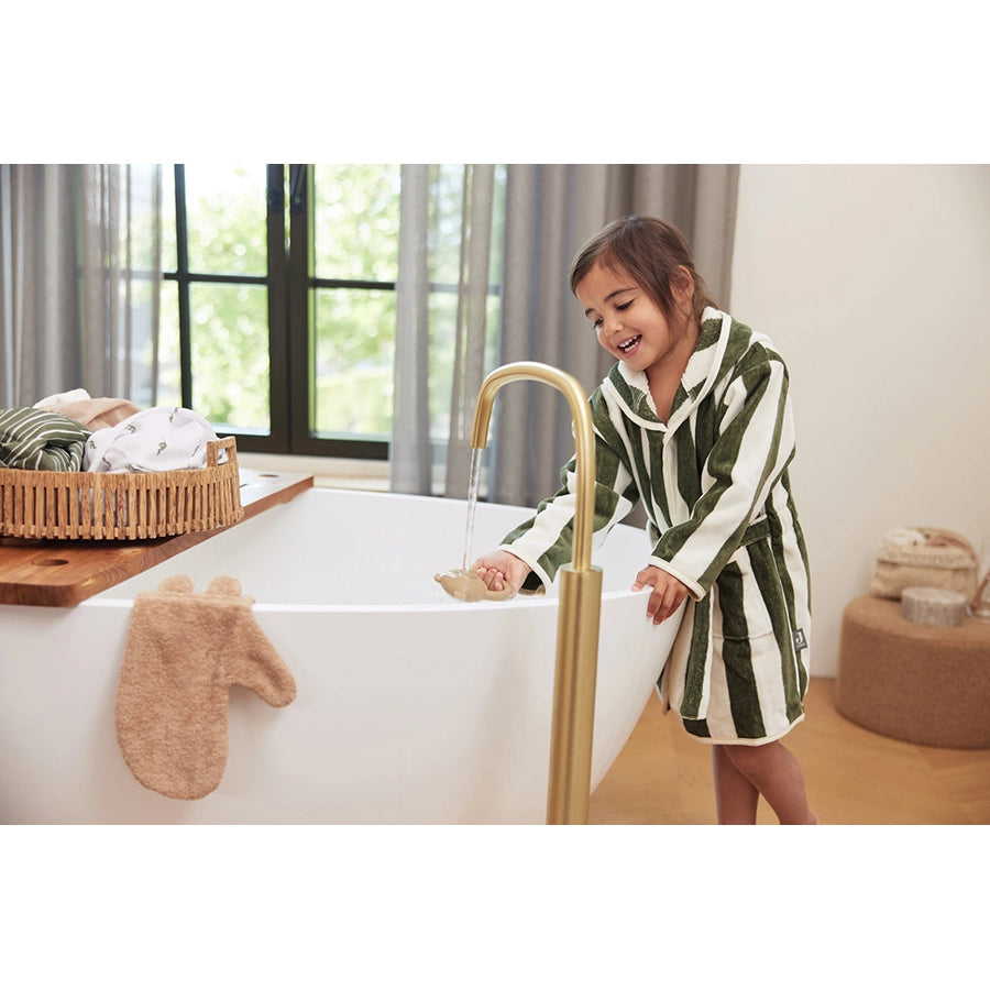 Jollein - Kinder Bademantel aus 100% Bio-Baumwolle Frottee, gestreift