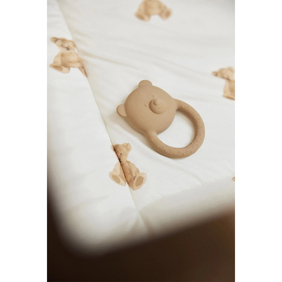 Jollein Beißring Teddy Bär – natürlicher Greifling aus Kautschuk Braun