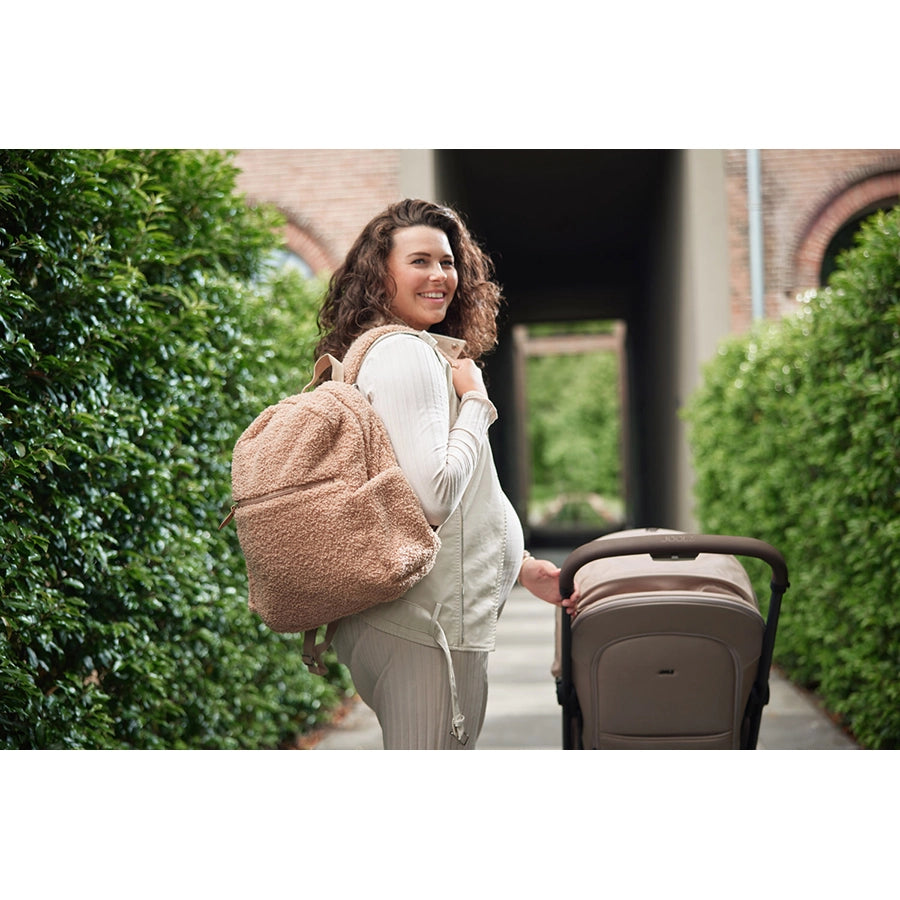 Jollein – Wickeltasche Rucksack "Bouclé Mom Bag", Braun 38x30x13 cm