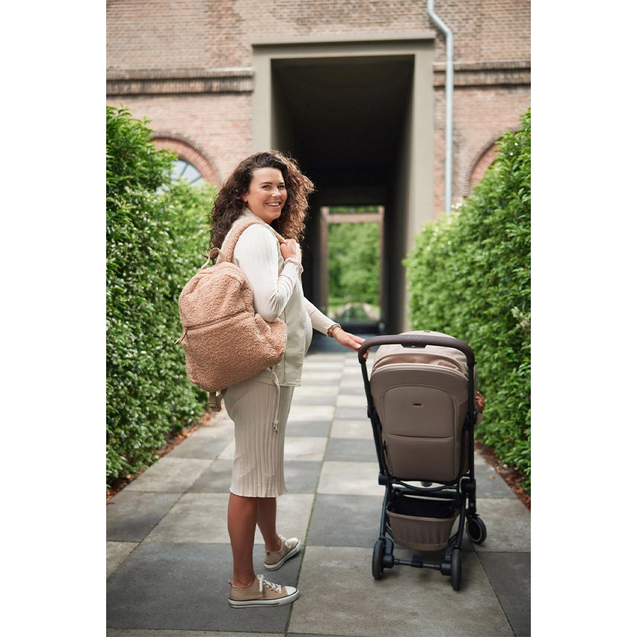 Jollein – Wickeltasche Rucksack "Bouclé Mom Bag", Braun 38x30x13 cm