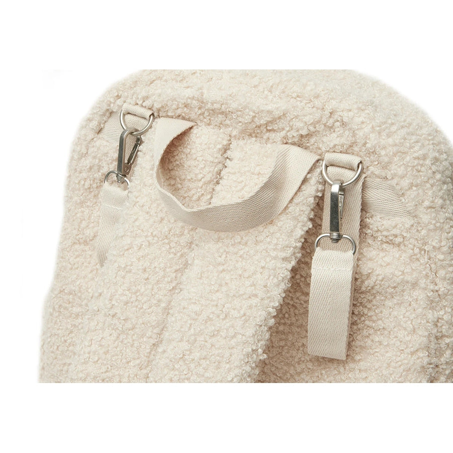 Jollein – Wickeltasche Rucksack "Bouclé Mom Bag", Beige 38x30x13 cm