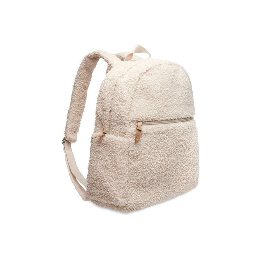 Jollein – Wickeltasche Rucksack "Bouclé Mom Bag", Beige 38x30x13 cm