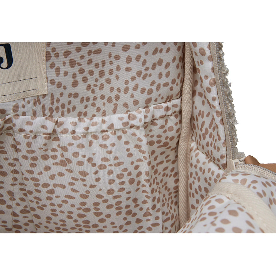 Jollein – Wickeltasche Rucksack "Bouclé Mom Bag", Beige 38x30x13 cm