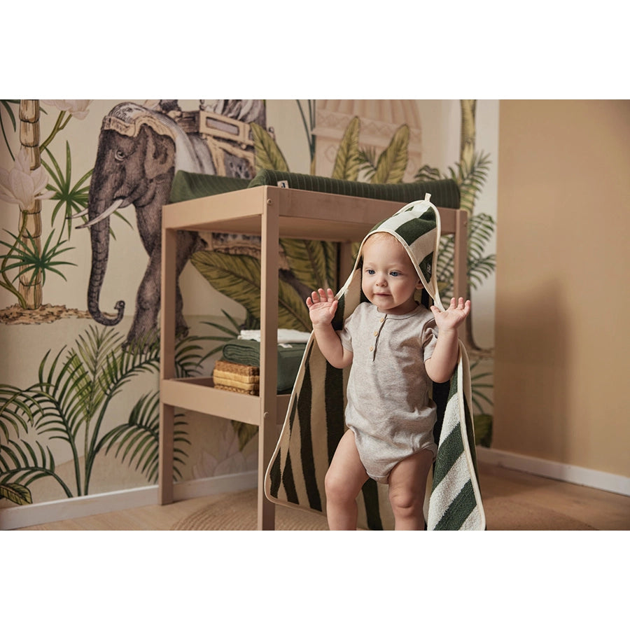 Jollein – Kapuzenhandtuch Stripe, aus Bio-Baumwolle gestreift 75x75 cm