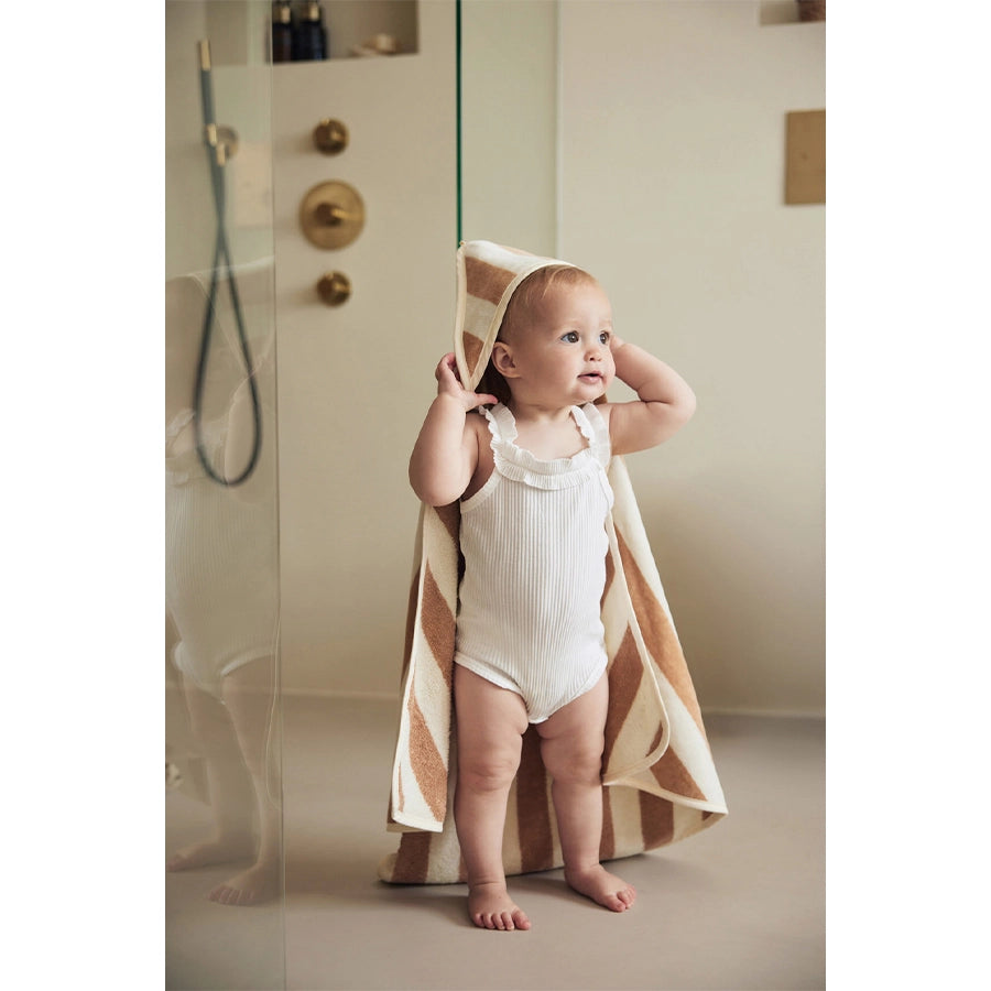 Jollein – Kapuzenhandtuch Stripe, aus Bio-Baumwolle gestreift 75x75 cm