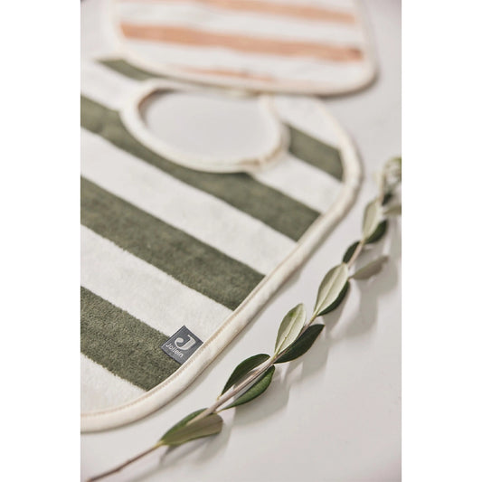 Jollein – Lätzchen Set Bio-Baumwolle Frottee GOTS, gestreift, 2er Pack