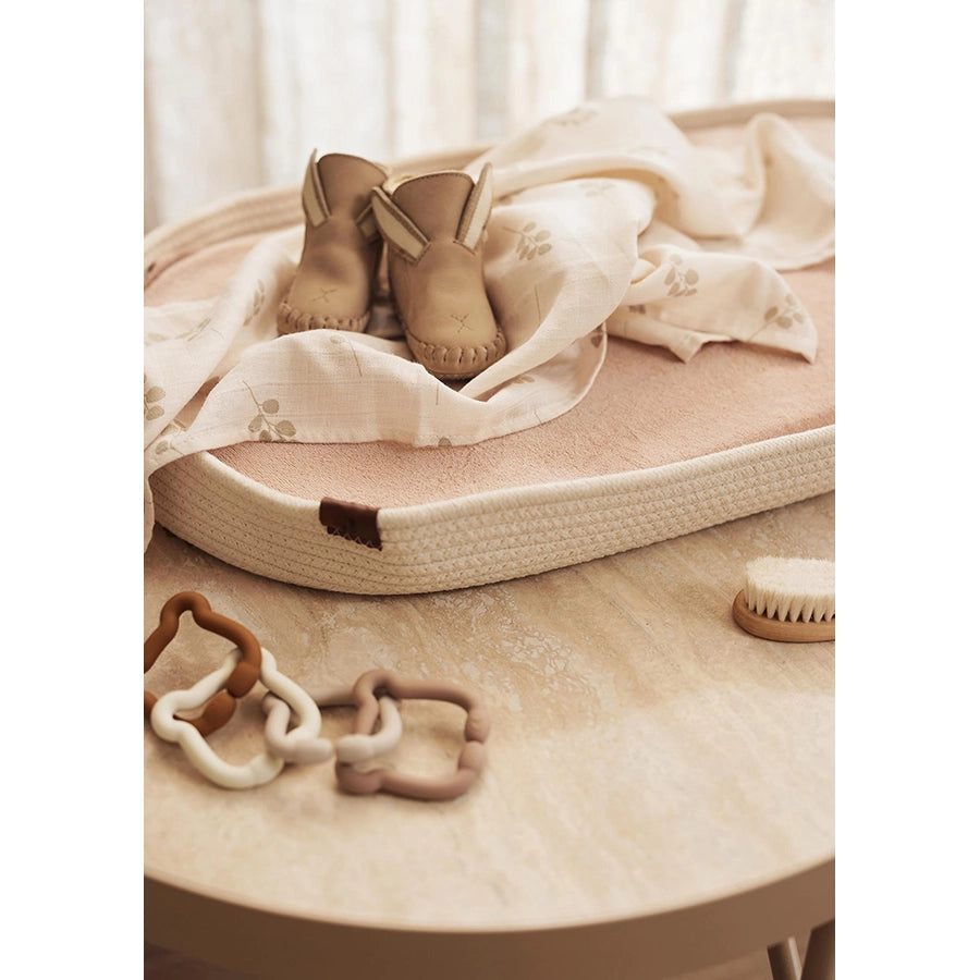 Jollein – Wickelkorb "Naturel" mit Matratze, handgeflochtet 71x33x8 cm