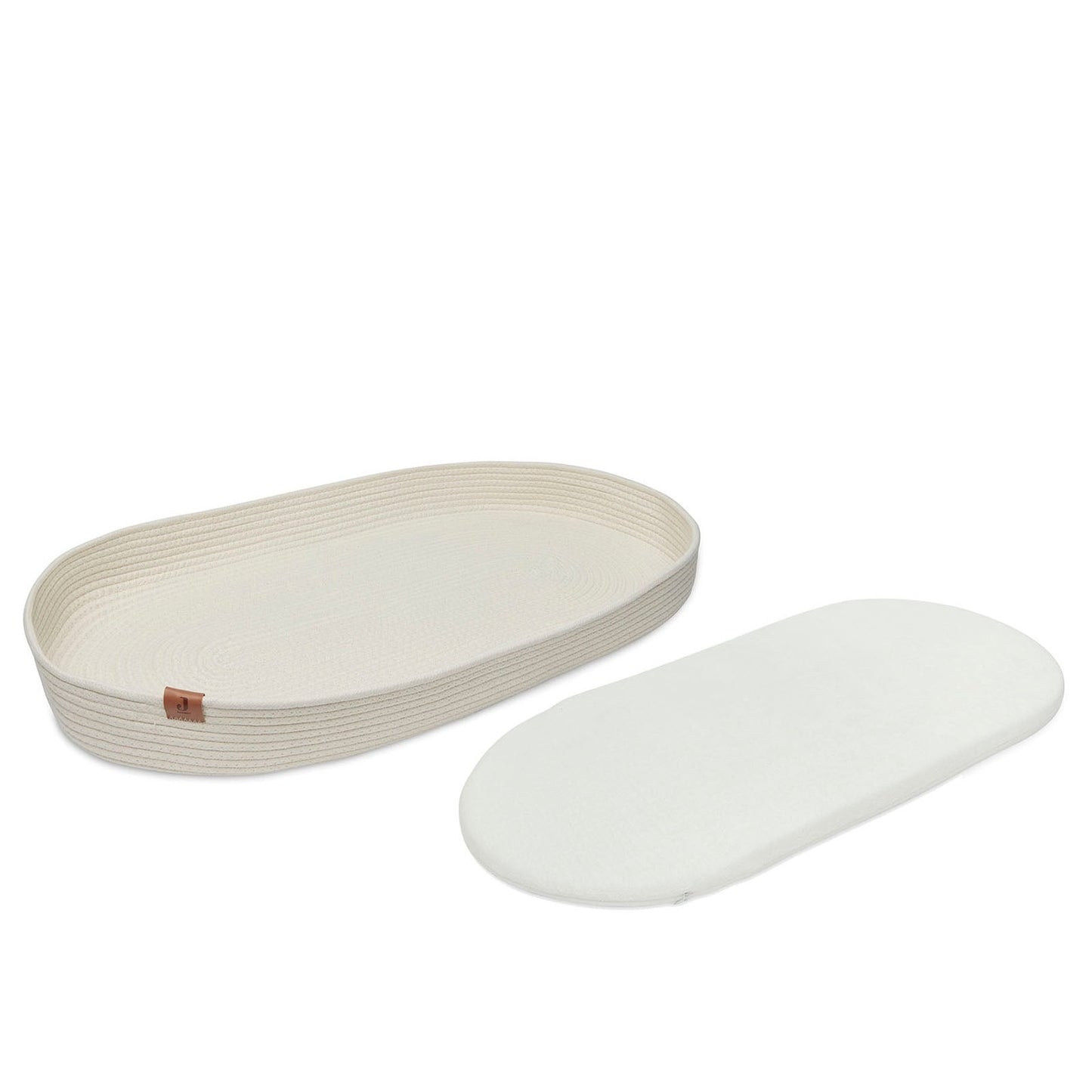 Jollein – Wickelkorb "Naturel" mit Matratze, handgeflochtet 71x33x8 cm