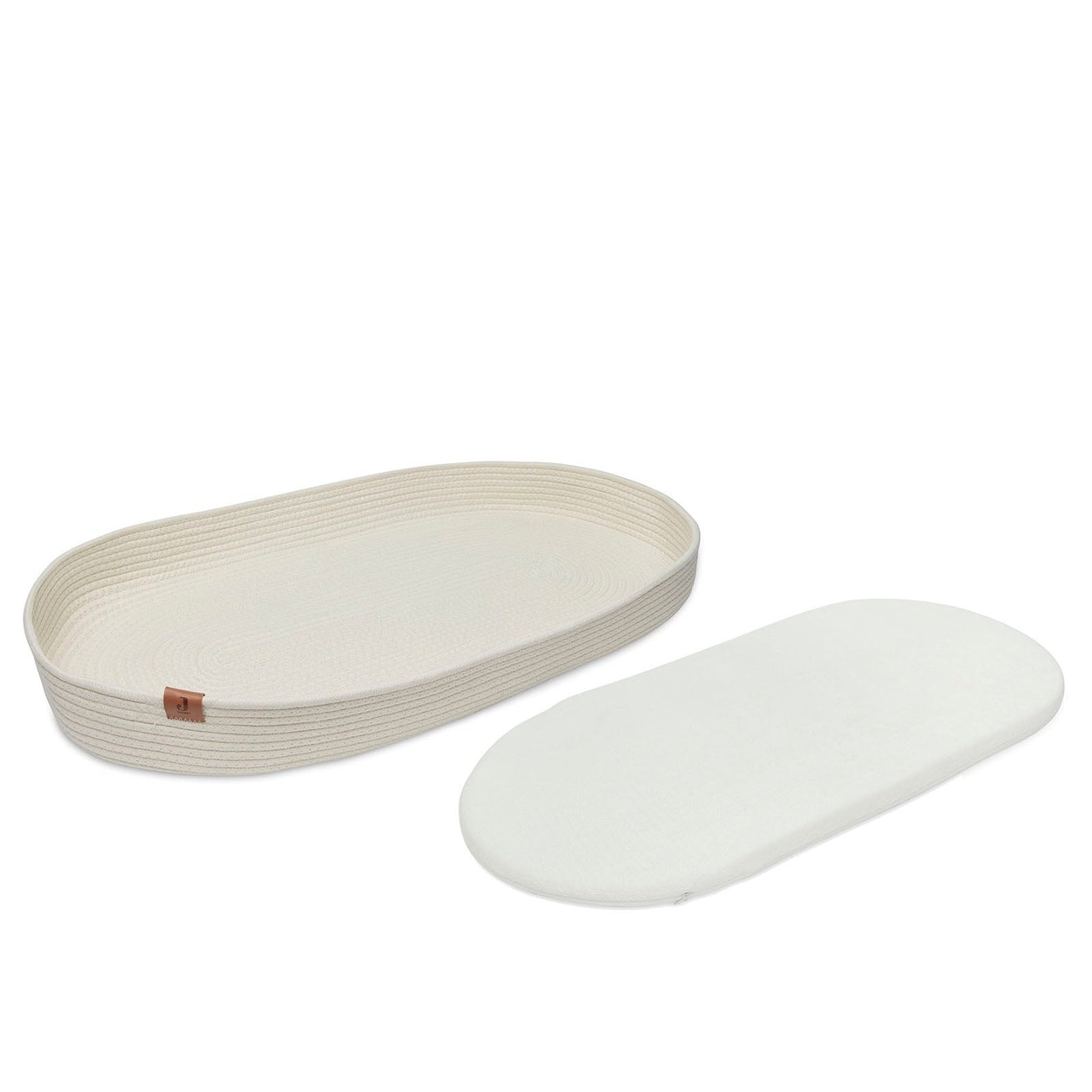 Jollein – Wickelkorb "Naturel" mit Matratze, handgeflochtet 71x33x8 cm