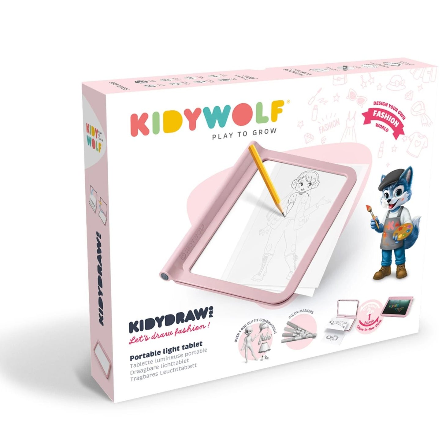 KIDYWOLF - Kidydraw Pro Fashion – LED Leuchttafel & Maltafel 2-in-1