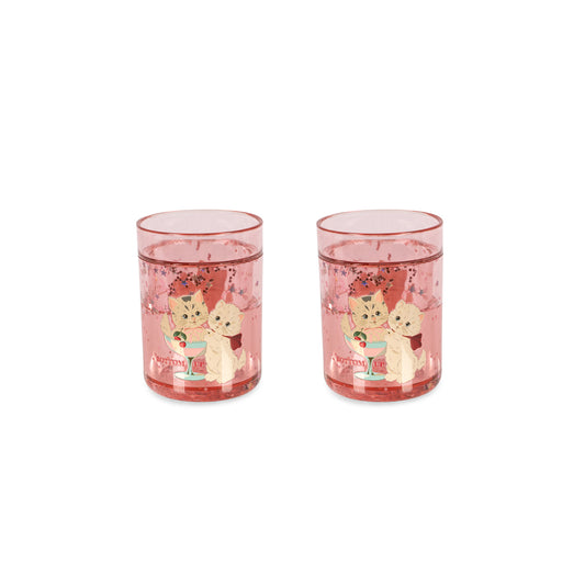 Konges Slojd - Glitzerbecher "Rose Cat", 2er Set