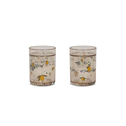 Konges Sløjd - Glitzerbecher Lemon, 2er Set