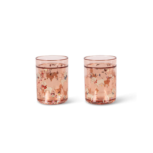 Konges Slojd - Glitzerbecher "Woof Letter Rose", 2er Set