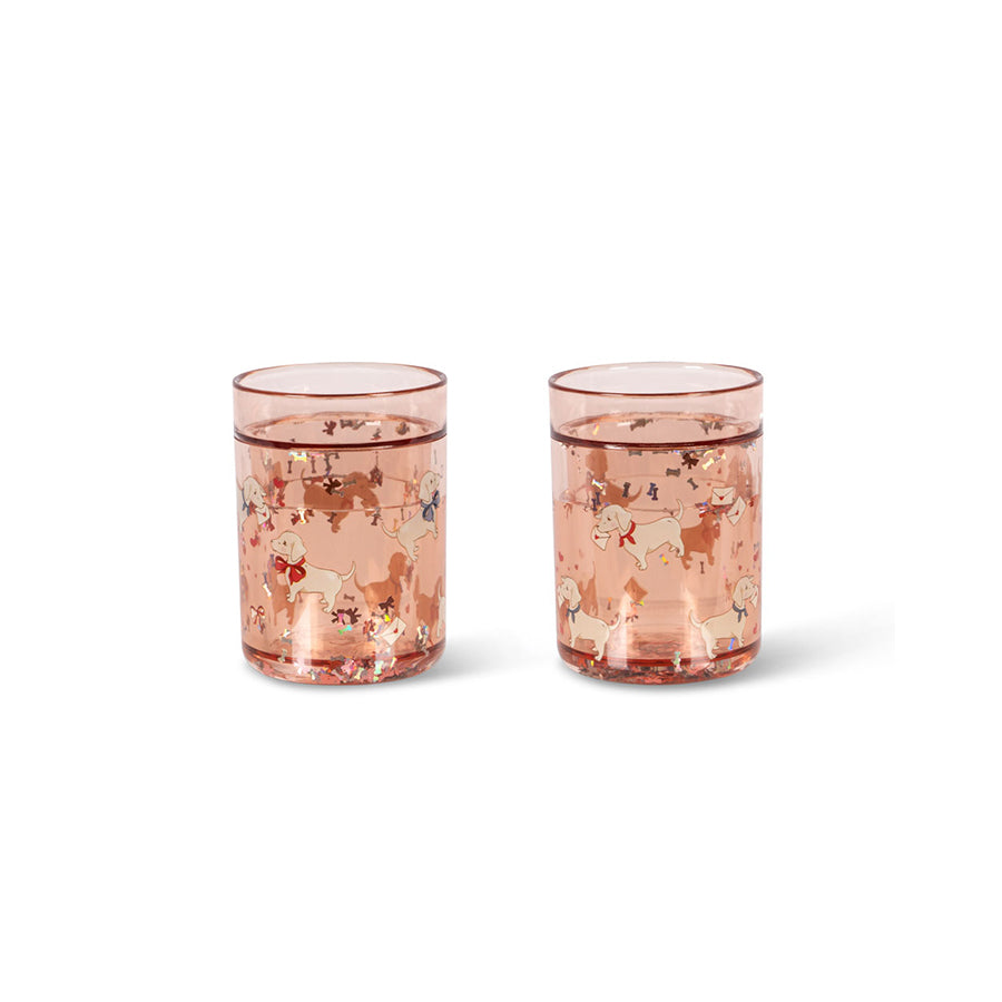 Konges Slojd - Glitzerbecher "Woof Letter Rose", 2er Set