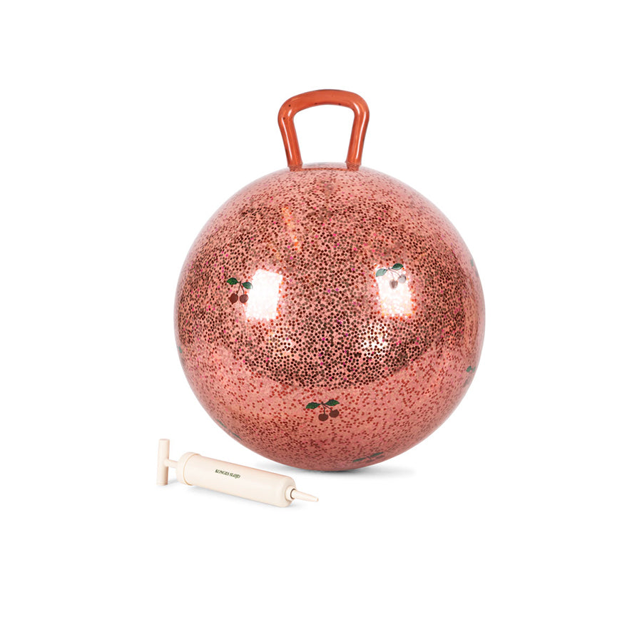 Konges Sløjd – Hüpfball „Glitter Cherry“ mit Griff & Pumpe