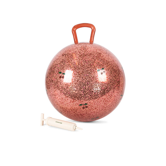 Konges Sløjd – Hüpfball „Glitter Cherry“ mit Griff & Pumpe