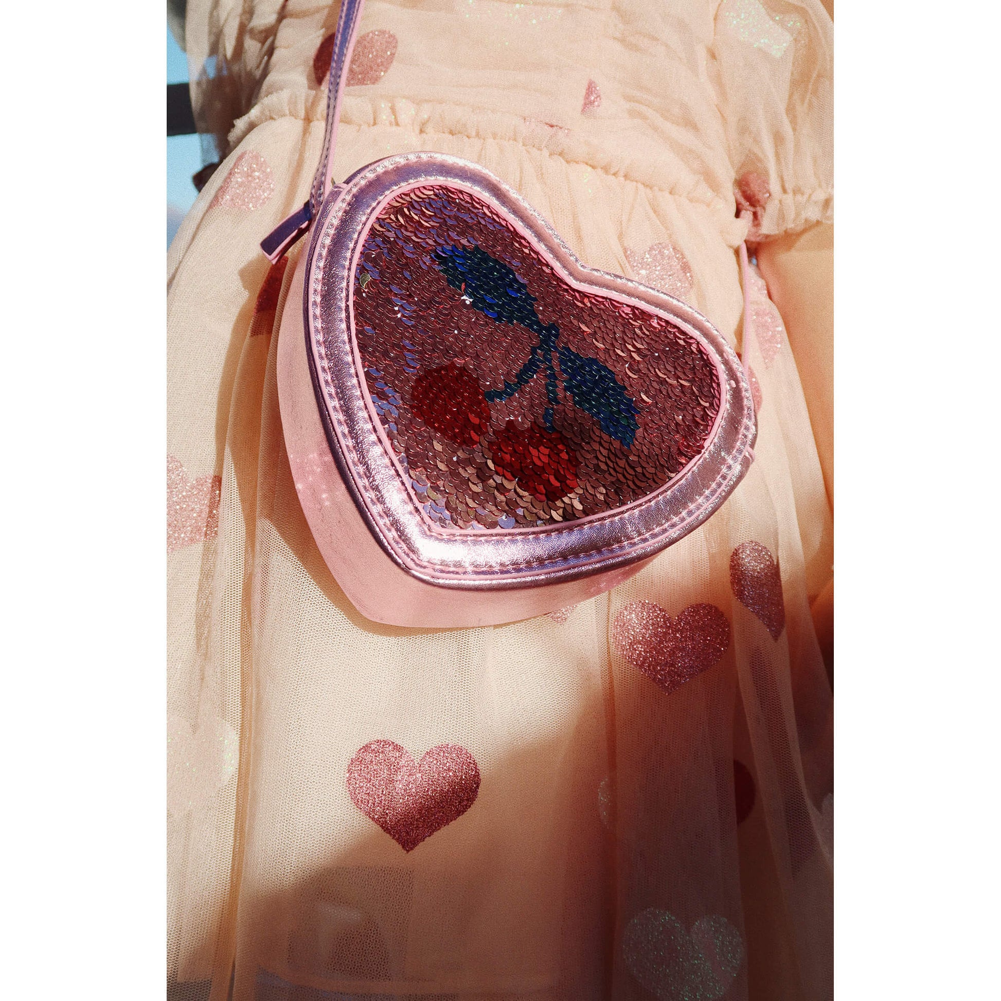 Konges Slojd – Umhängetasche „Heart Sequin Rose“ für Kinder