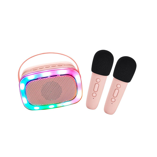 Lalarma – Kinder Karaoke Lautsprecher mit Licht & 2 Mikrofonen "Rose"