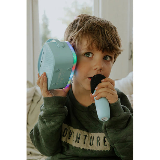 Lalarma – Kinder Karaoke Lautsprecher mit Licht & 2 Mikrofonen "Blue"