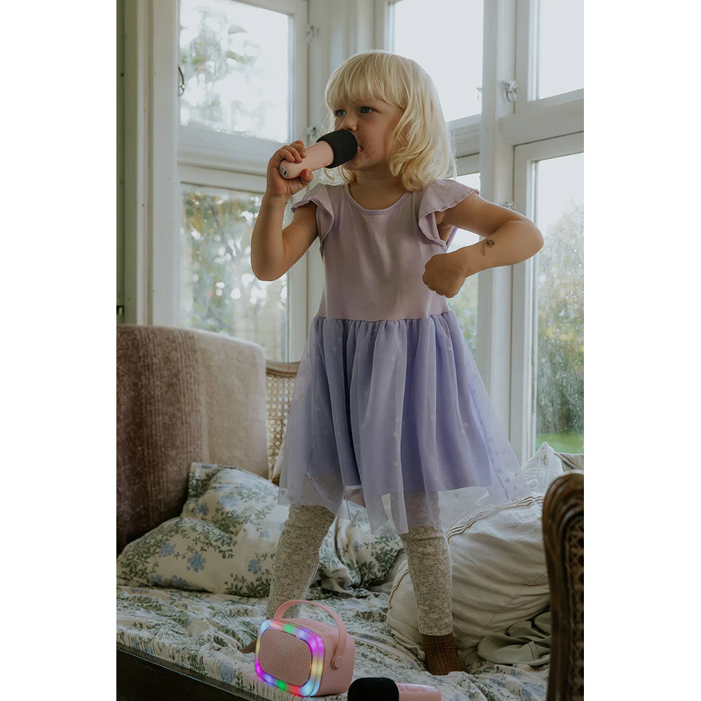 Lalarma – Kinder Karaoke Lautsprecher mit Licht & 2 Mikrofonen "Rose"