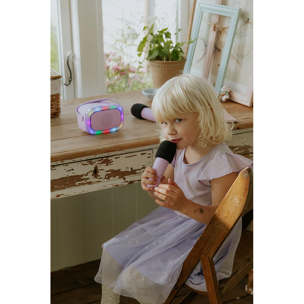 Lalarma – Kinder Karaoke Lautsprecher mit Licht & 2 Mikrofonen Purple