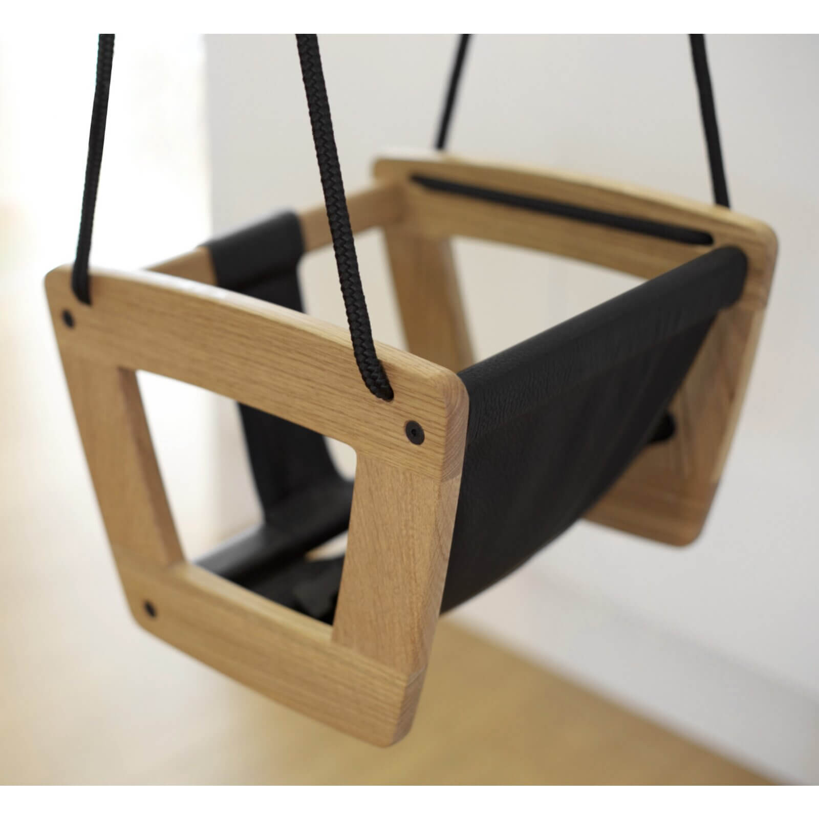 Lillagunga - Babyschaukel "Toddler Oak" Eiche/Schwarz Ab 3 Monaten