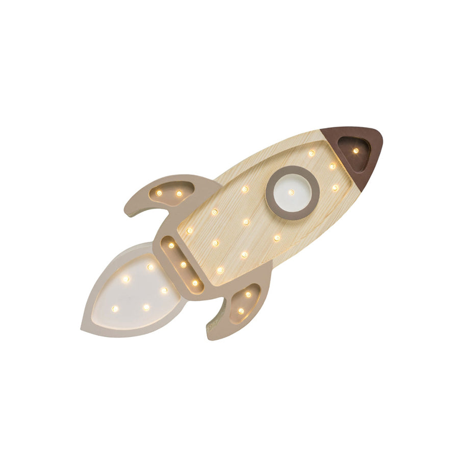 Little Lights - Kinderlampe "Space Rocket Lamp - Cappuccino Wood"