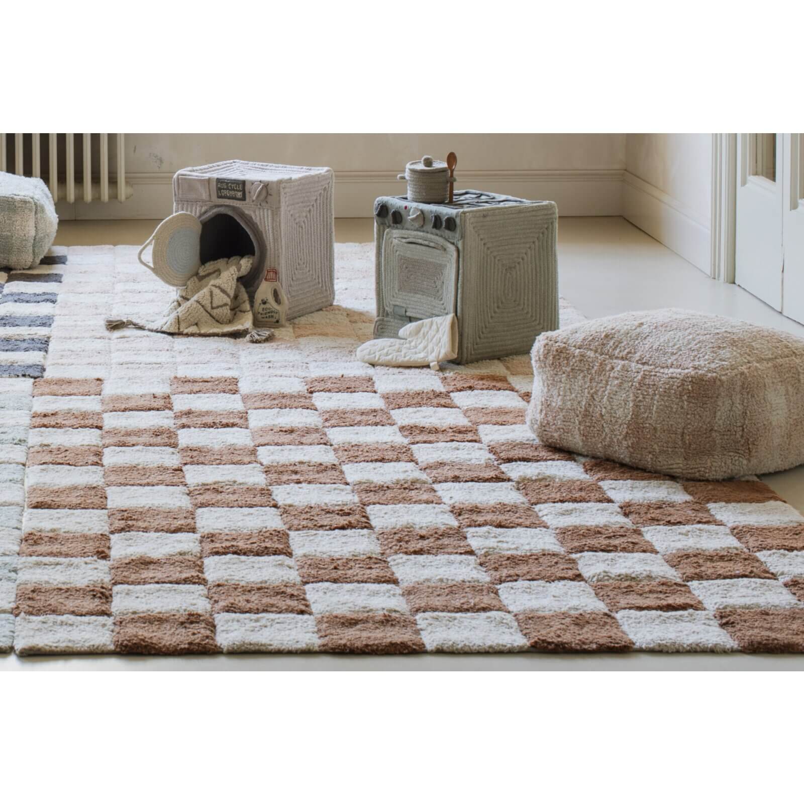 Lorena Canals - Teppich Karo Toffee 120x160cm Waschbar