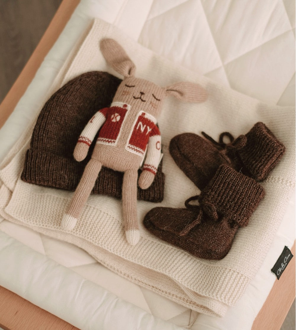 Main Sauvage - Babyschuhe "Dark Mocha", Babysocken, Strickschuhe Baby