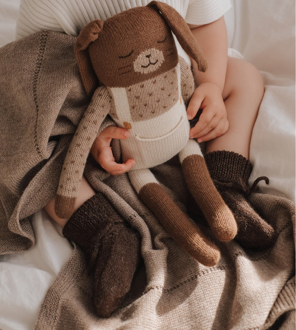 Main Sauvage - Babyschuhe "Dark Mocha", Babysocken, Strickschuhe Baby