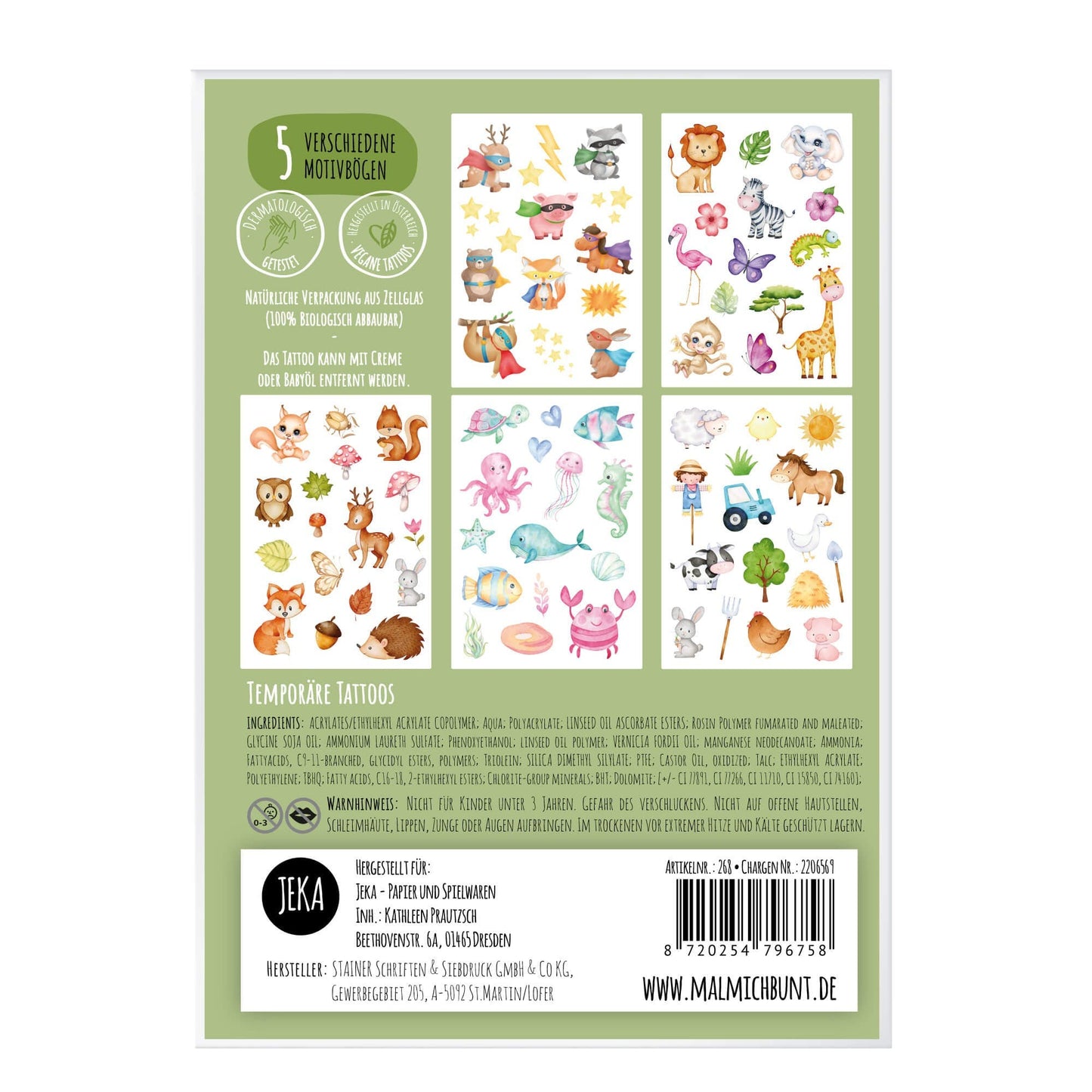 Mal Mich Bunt - Kindertattoo Set Tiere