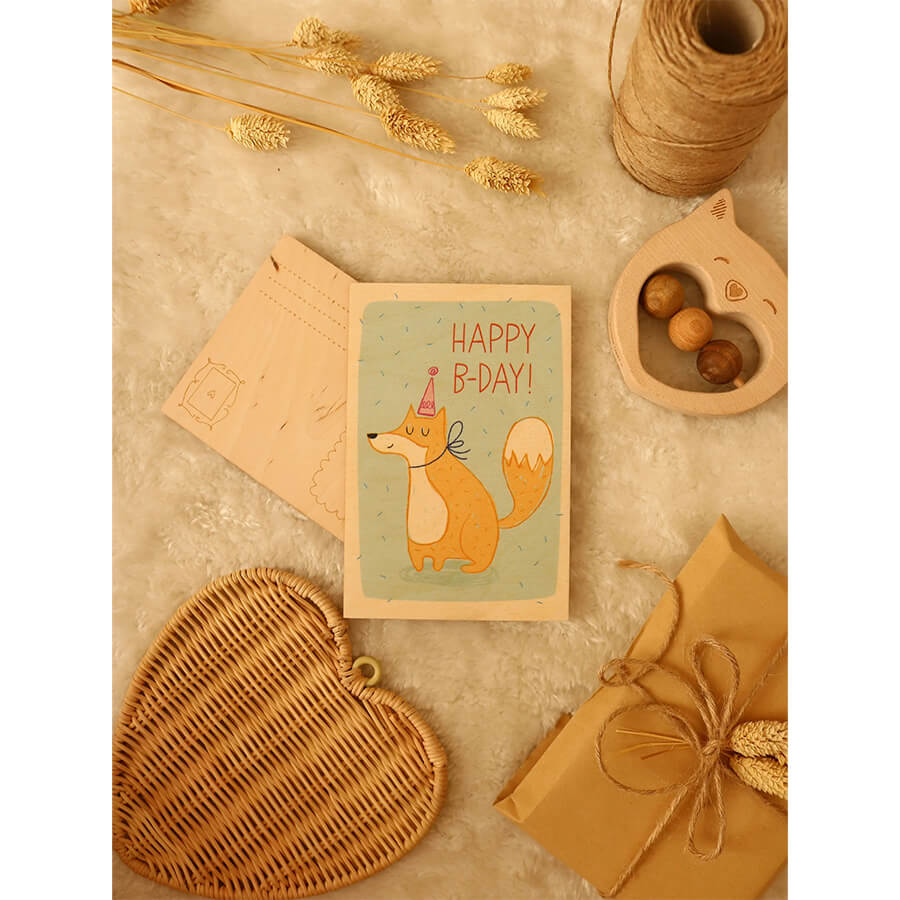 Milin – Holzkarte aus Naturholz, Postkarte & Grußkarte handgefertigt