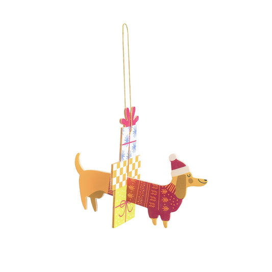 3D WEIHNACHTSSCHMUCK HOLZANHÄNGER DOG