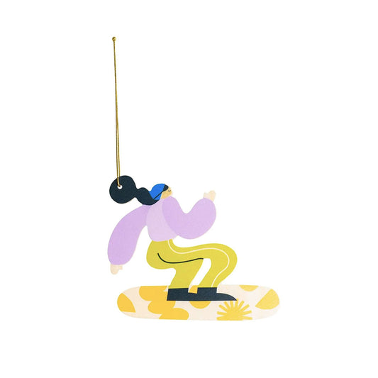 WEIHNACHTSSCHMUCK HOLZANHÄNGER SNOWBOARDER