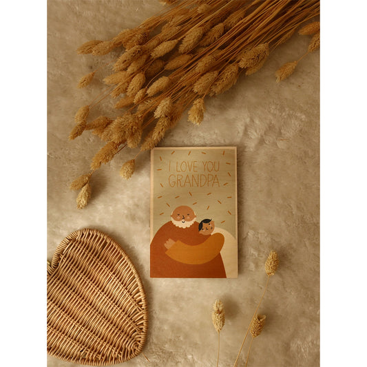POSTKARTE AUS HOLZ I LOVE YOU GRANDPA