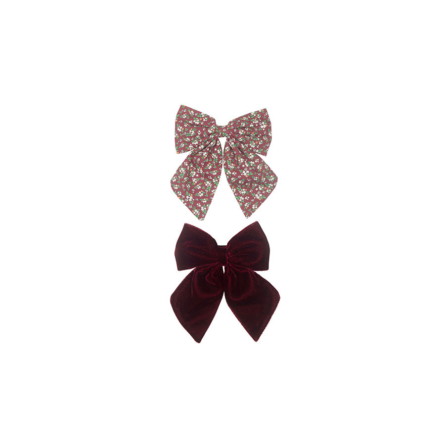 Mimi & Lula - Haarspangen "Agnes Oversize Bow - Burgundy", 2er Set