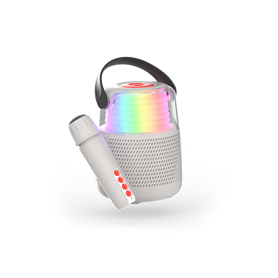 MOB – Karaoke Lautsprecher KS-80 Grey mit Mikrofon, Bluetooth & Licht