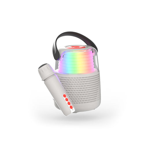 MOB – Karaoke Lautsprecher KS-80 Grey mit Mikrofon, Bluetooth & Licht