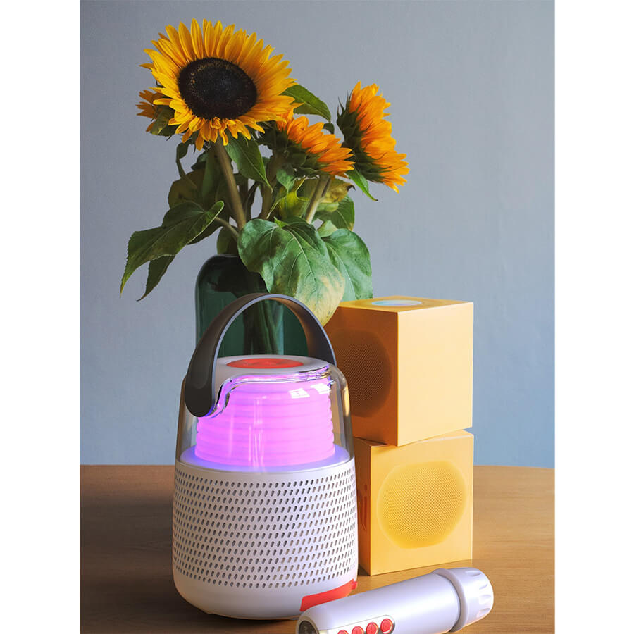 MOB – Karaoke Lautsprecher KS-80 Grey mit Mikrofon, Bluetooth & Licht